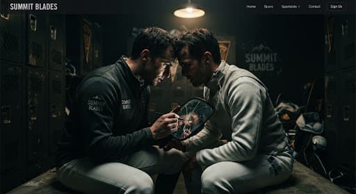 Fencing athletes training together